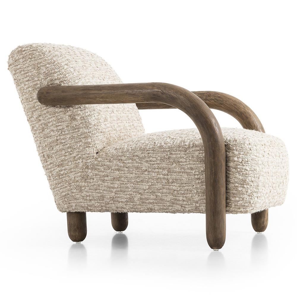 Waverly Modern Classic Beige Faux Shearling Arm Chair|