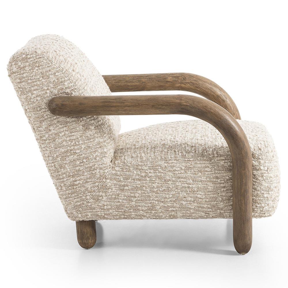 Waverly Modern Classic Beige Faux Shearling Arm Chair|
