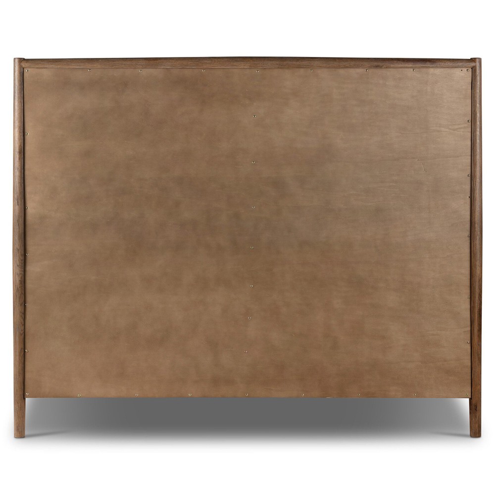 Genesis Rustic Lodge Brown Oak Beige Upholstered Bed - Queen|