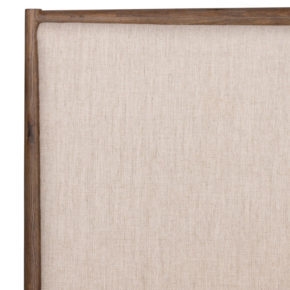 Genesis Rustic Lodge Brown Oak Beige Upholstered Bed - Queen|