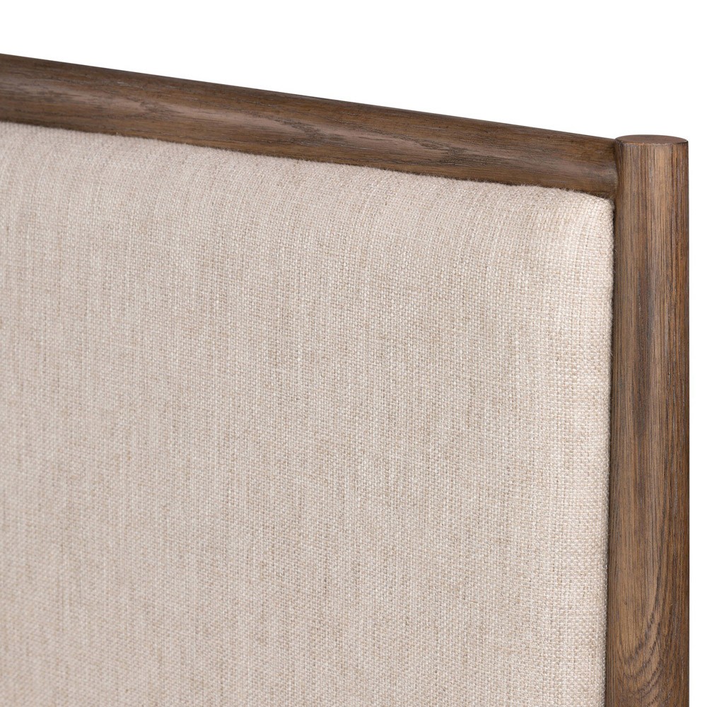 Genesis Rustic Lodge Brown Oak Beige Upholstered Bed - Queen|