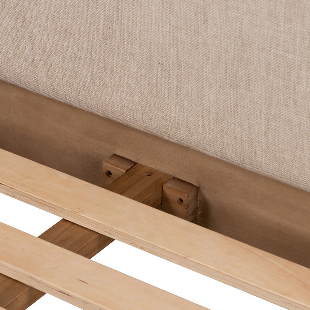 Genesis Rustic Lodge Brown Oak Beige Upholstered Bed - Queen|