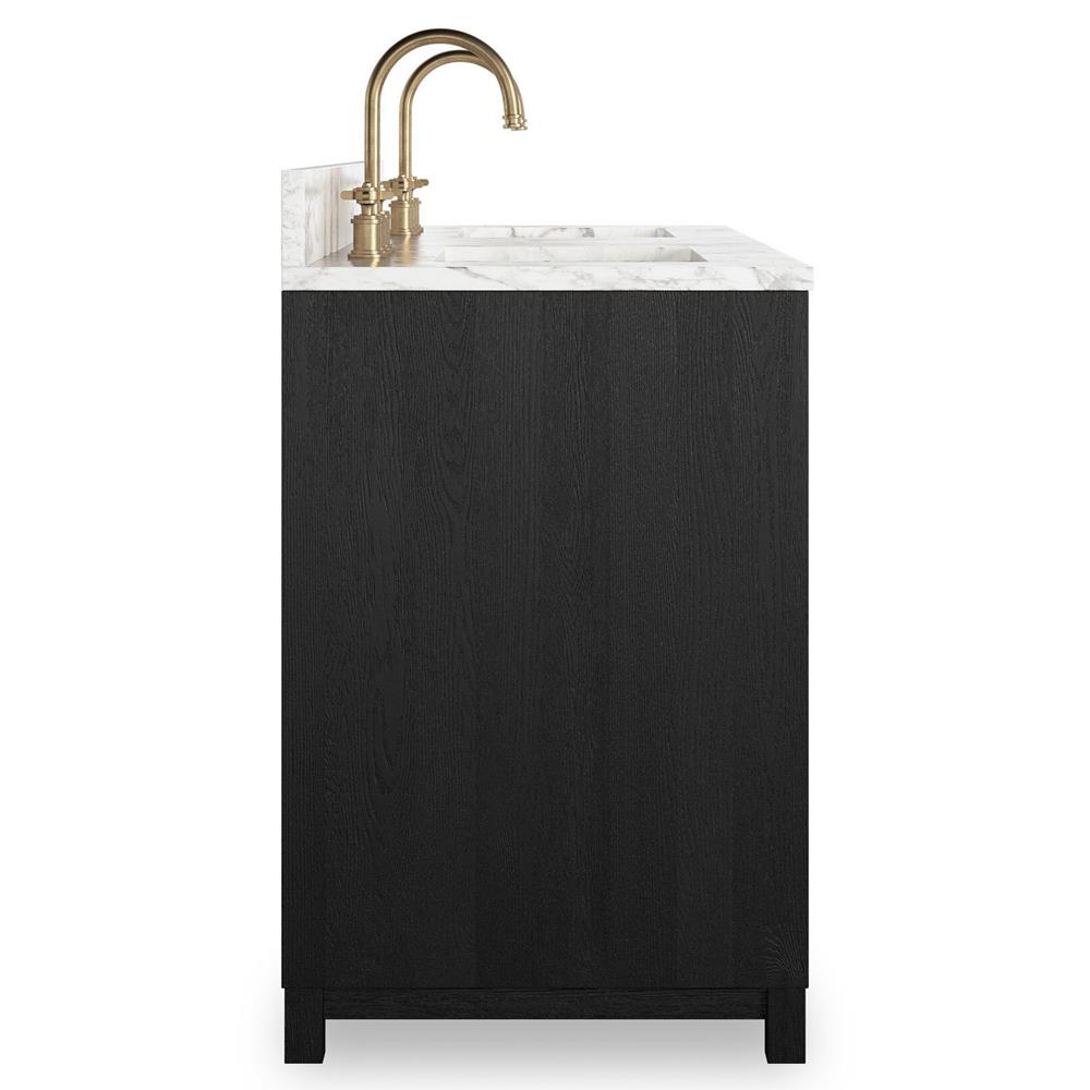 Cynthia Modern Classic Carrara Marble Black Oak Double Vanity Sink - 60"|