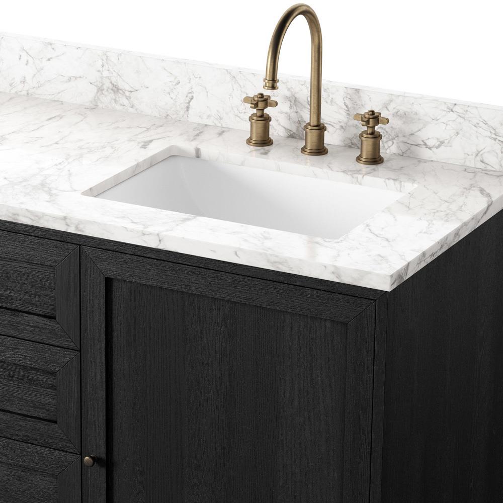 Cynthia Modern Classic Carrara Marble Black Oak Double Vanity Sink - 60"|
