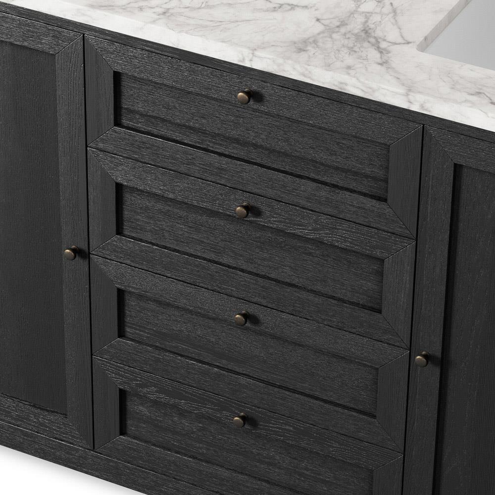 Cynthia Modern Classic Carrara Marble Black Oak Double Vanity Sink - 60"|