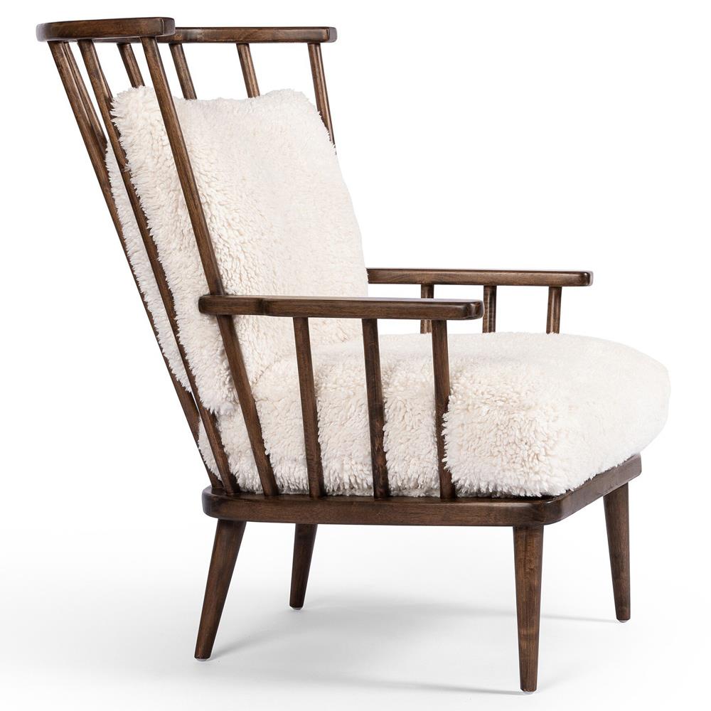 Elion Modern Classic Cream Faux Shearling Windsor Arm Chair|