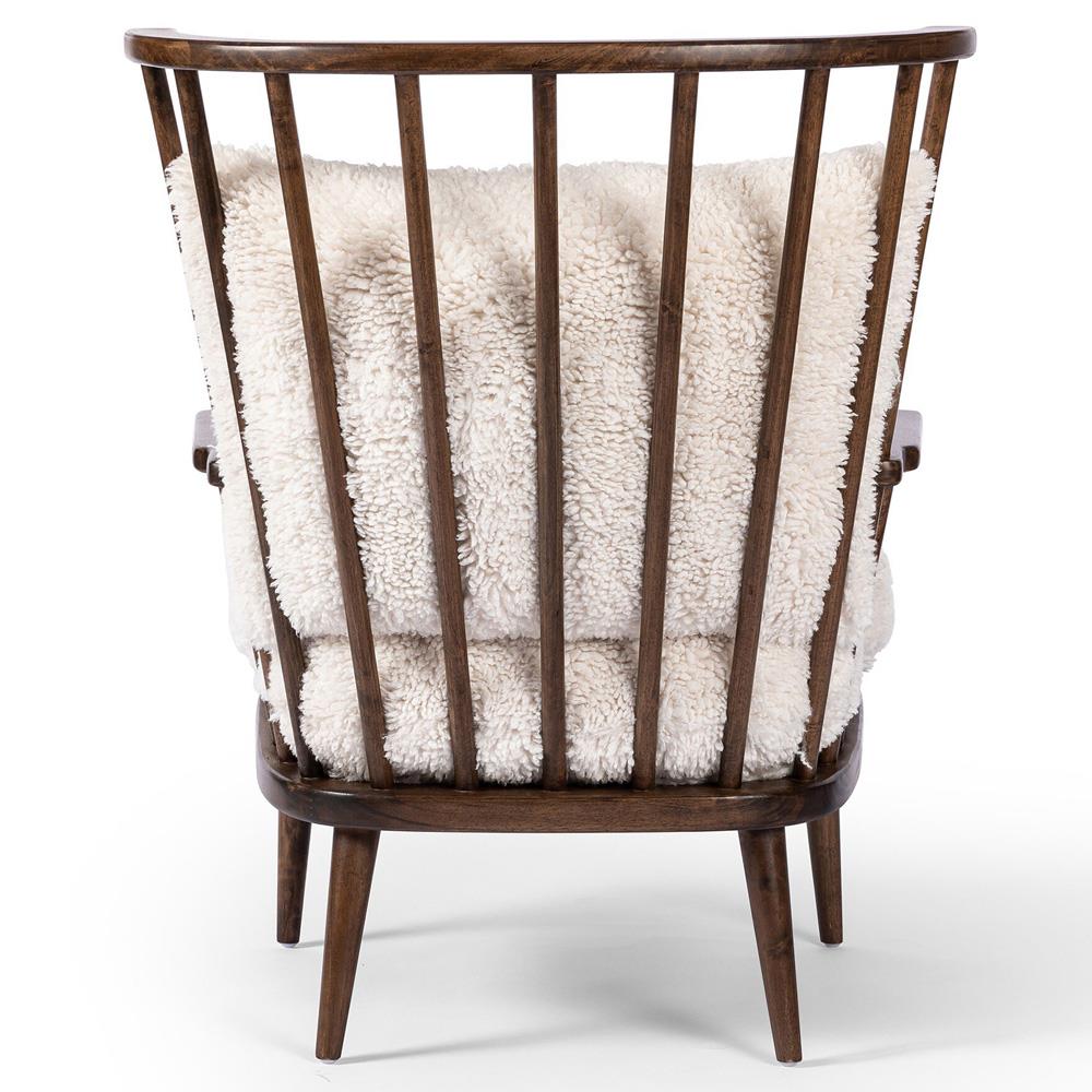 Elion Modern Classic Cream Faux Shearling Windsor Arm Chair|