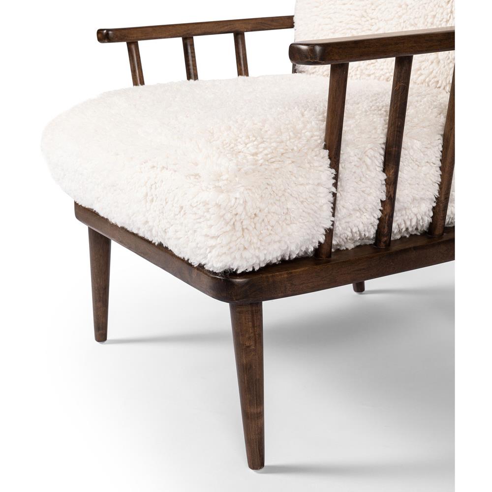 Elion Modern Classic Cream Faux Shearling Windsor Arm Chair|