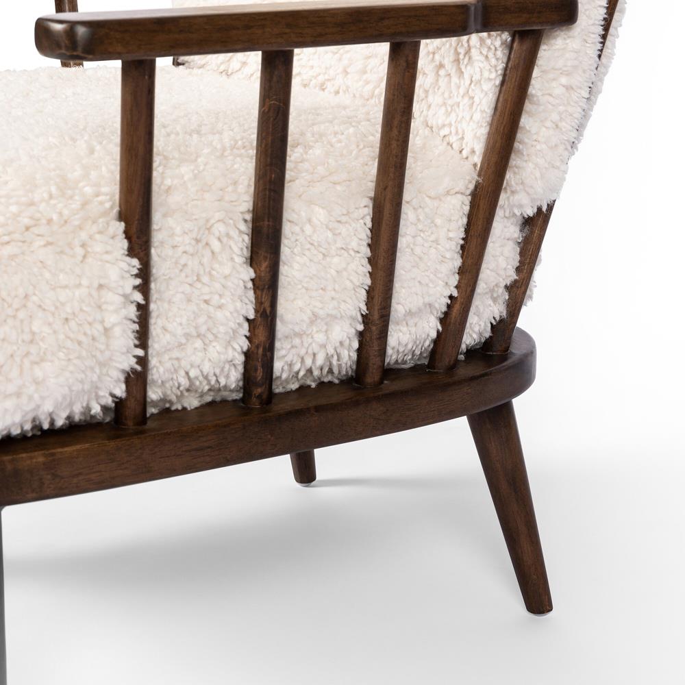 Elion Modern Classic Cream Faux Shearling Windsor Arm Chair|