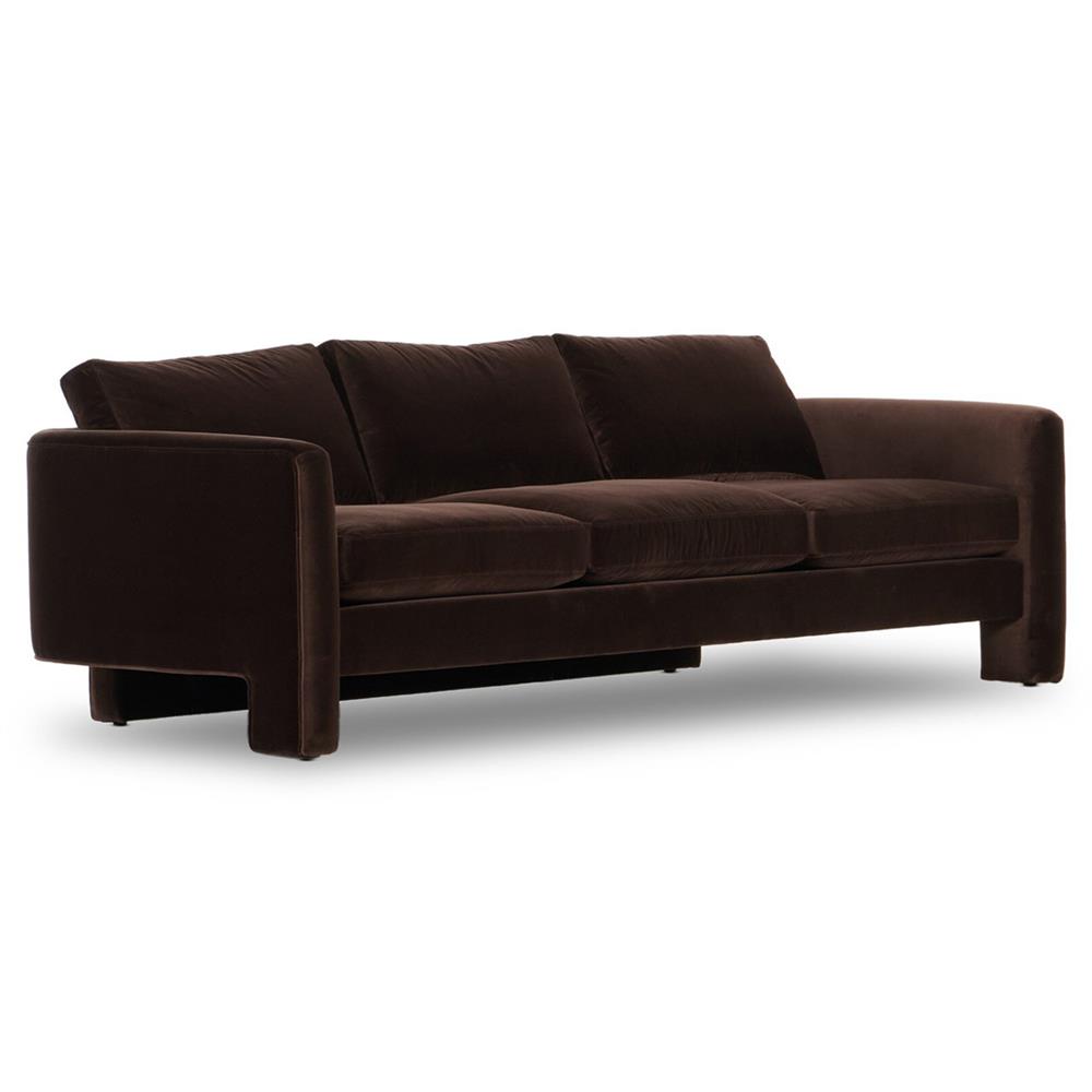 Emiliano Modern Classic Cocoa Velvet Sofa - 96.50"W|