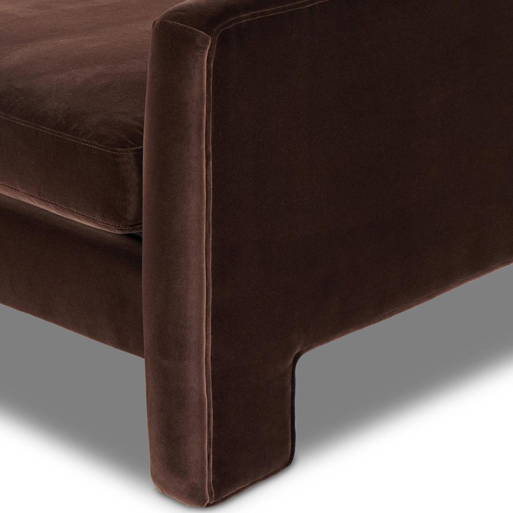 Emiliano Modern Classic Cocoa Velvet Sofa - 96.50"W|