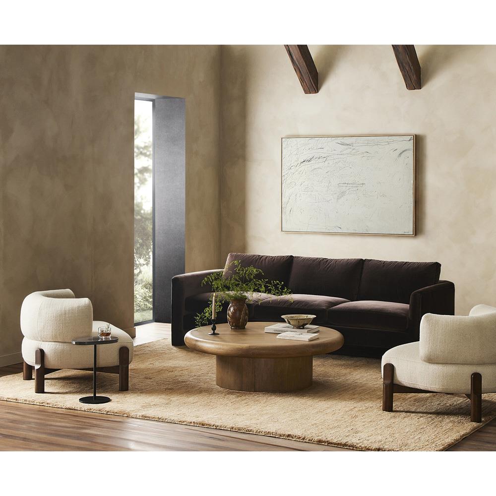 Emiliano Modern Classic Cocoa Velvet Sofa - 96.50"W|