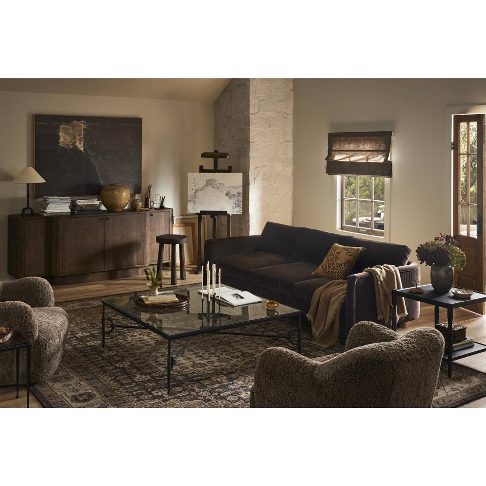 Emiliano Modern Classic Cocoa Velvet Sofa - 96.50"W|