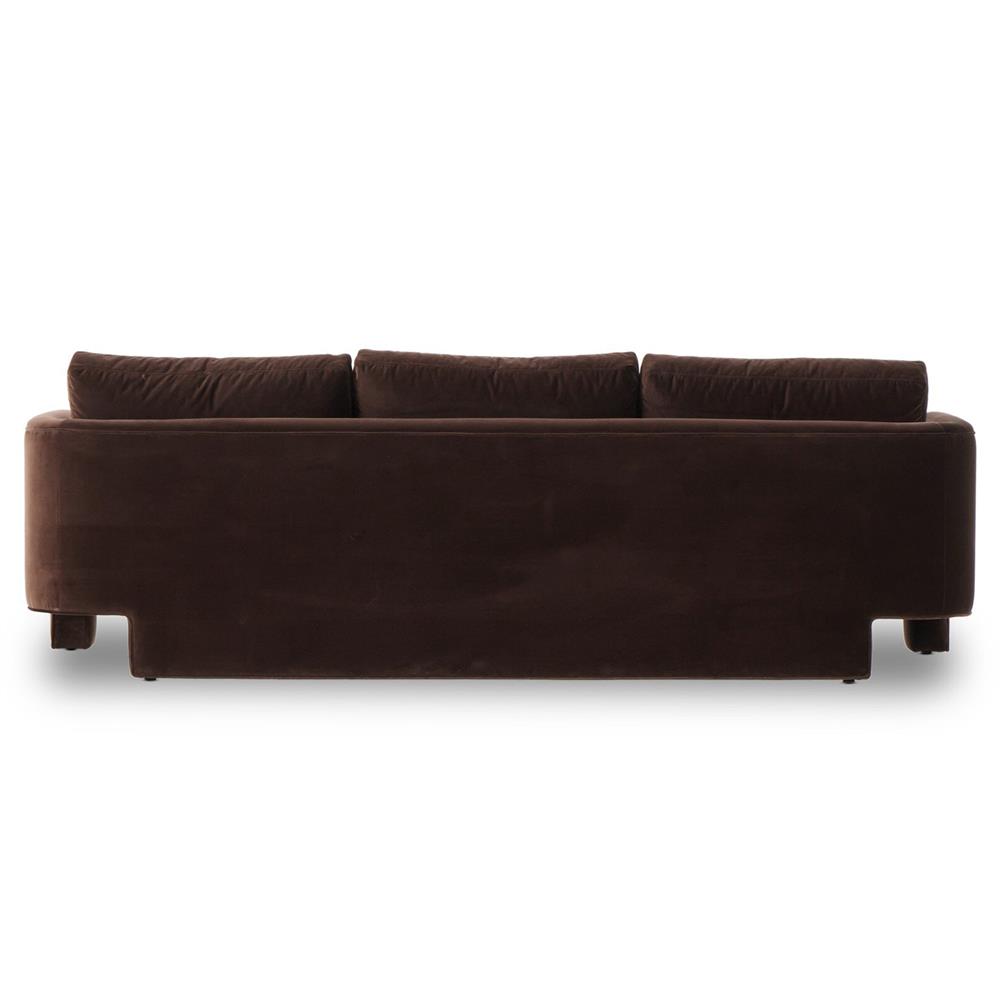 Emiliano Modern Classic Cocoa Velvet Sofa - 96.50"W|