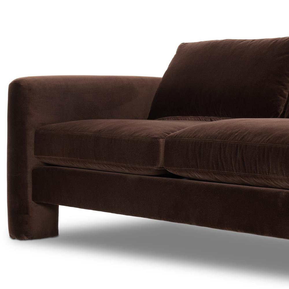 Emiliano Modern Classic Cocoa Velvet Sofa - 96.50"W|