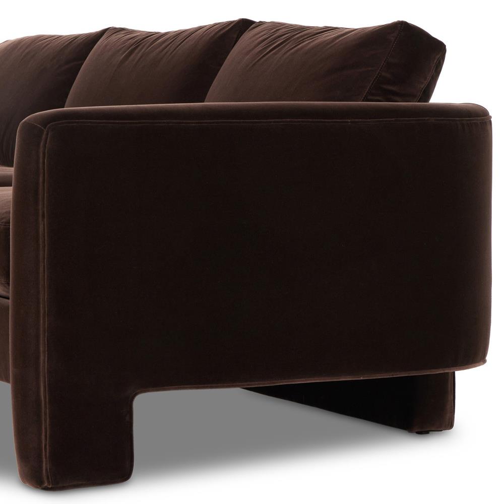 Emiliano Modern Classic Cocoa Velvet Sofa - 96.50"W|