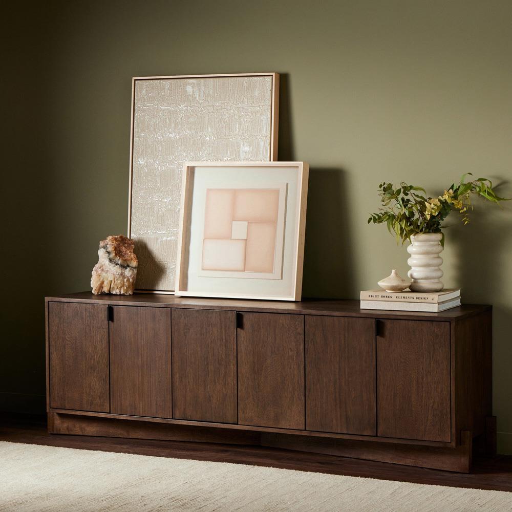 Mildred Rustic Lodge Brown Wood Media Console Wide (Over 75