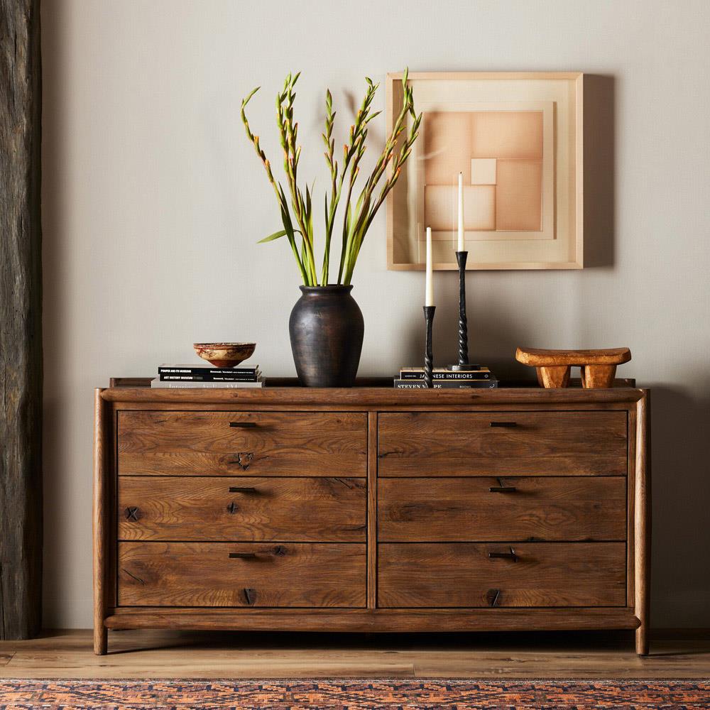 Genesis Rustic Lodge Brown Weathered Oak Double Dresser|