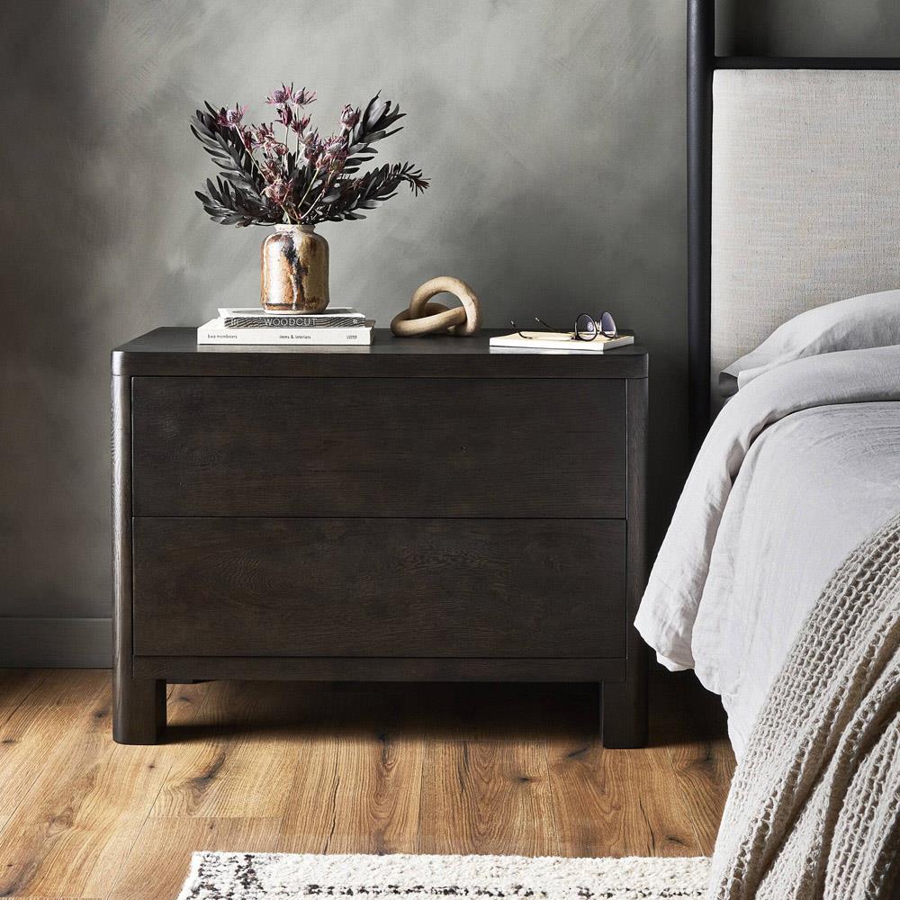 Slade Rustic Lodge Smoked Black Oak Nightstand|