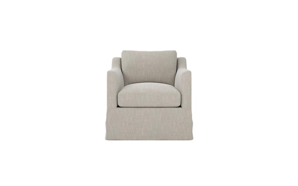Madeline Dove Performance Slipcovered Swivel Chair|