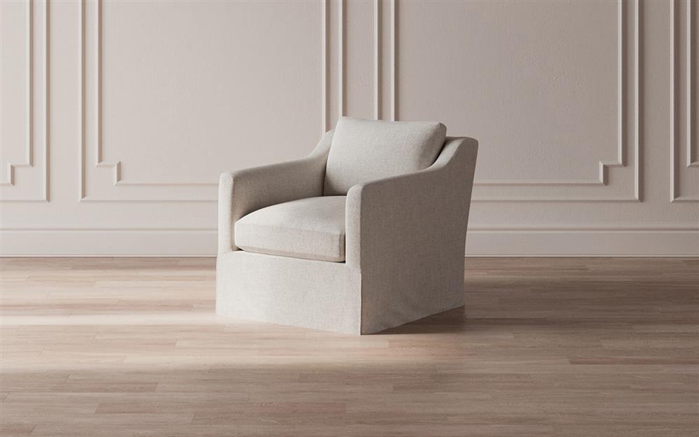 Madeline Eggshell Blue Performance Slipcovered Swivel Chair|