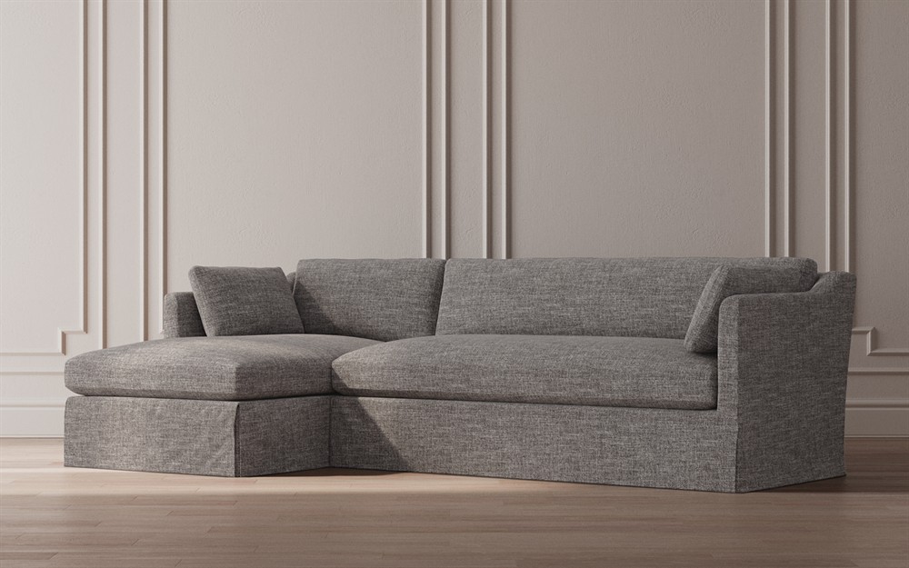 Madeline Sea Salt Performance Slipcovered Chaise Sectional - Left Chaise - 113&quot;|