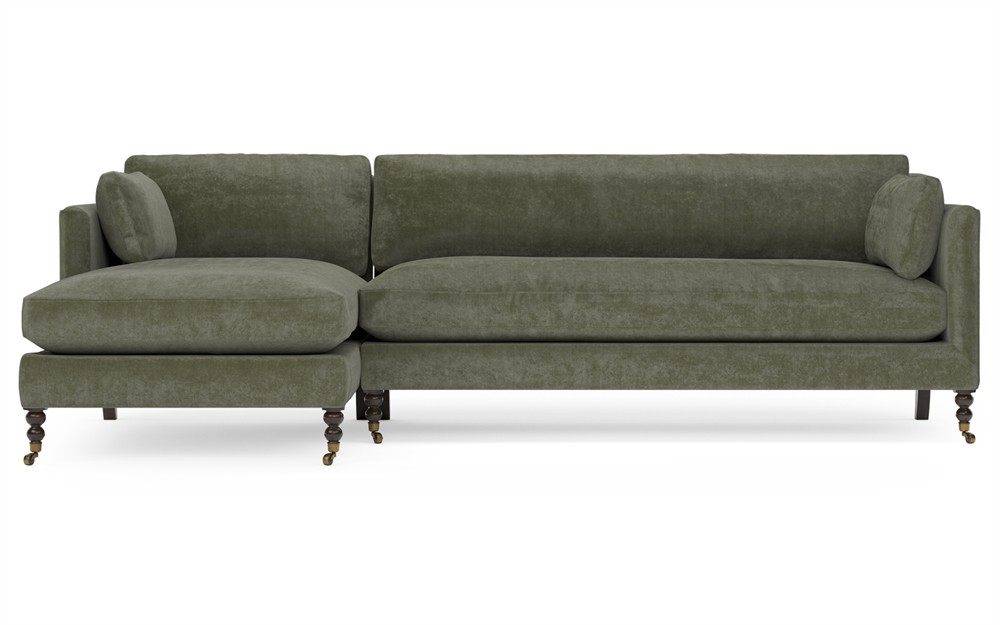 Madeline Sage Green Velvet Chaise Sectional - Left Chaise - 113"|