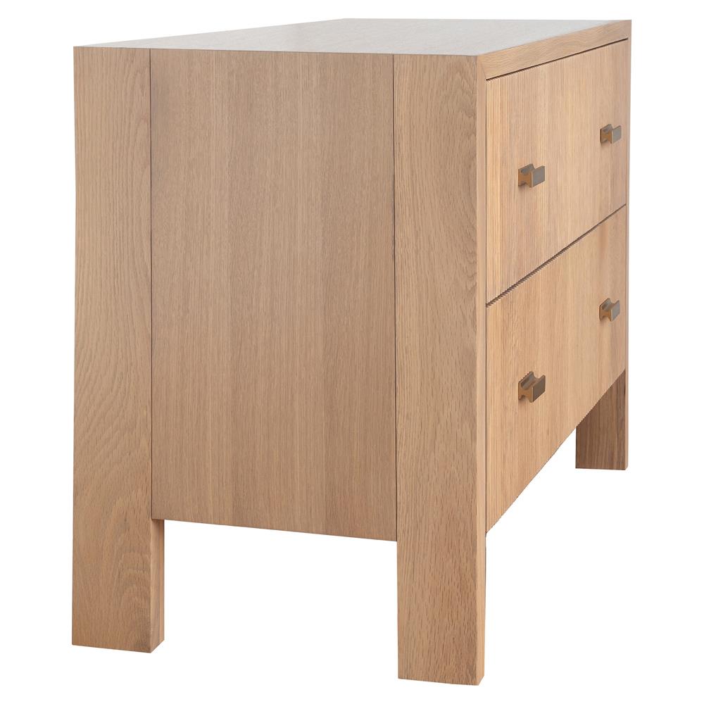 Worlds Away Andre Modern Classic Natural Oak Wood Nightstand Wide