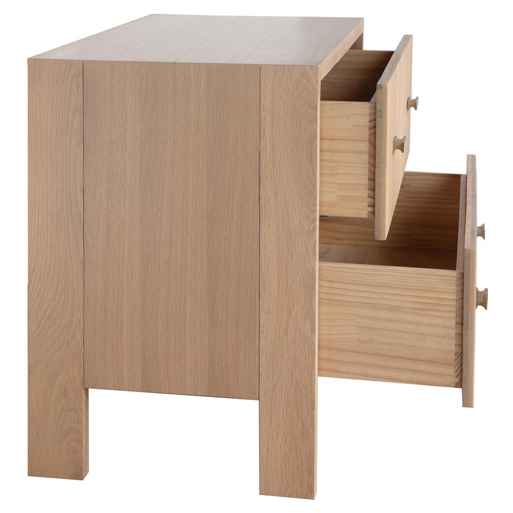 Worlds Away Andre Modern Classic Natural Oak Wood Nightstand Wide