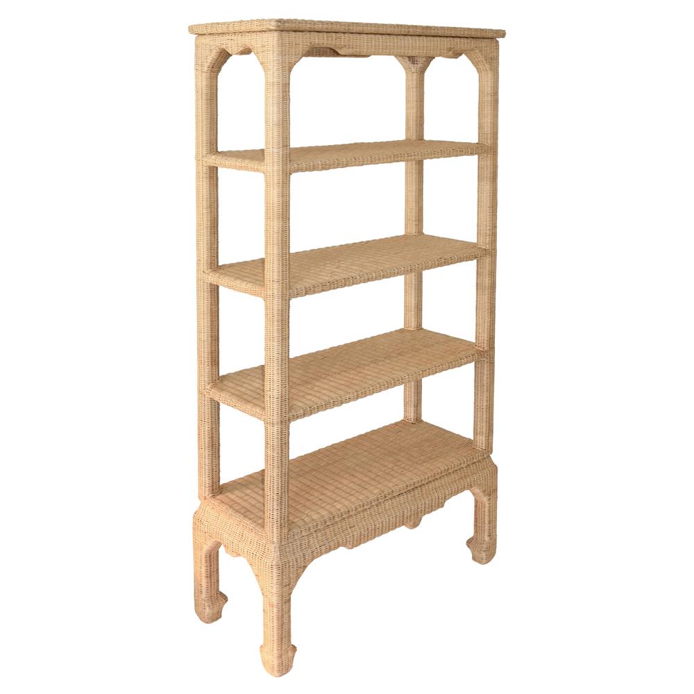Worlds Away Cavalier Coastal Beach Natural Woven Rattan Etagere|
