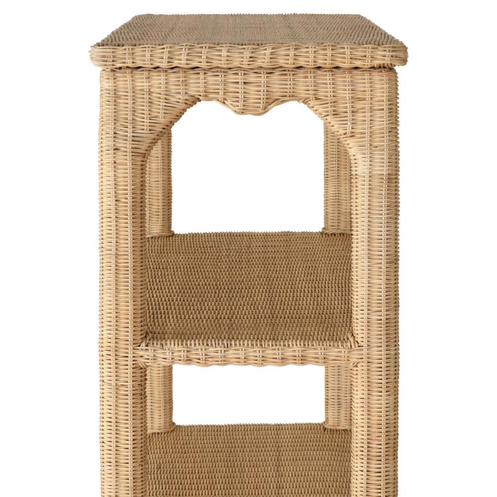 Worlds Away Cavalier Coastal Beach Natural Woven Rattan Etagere|