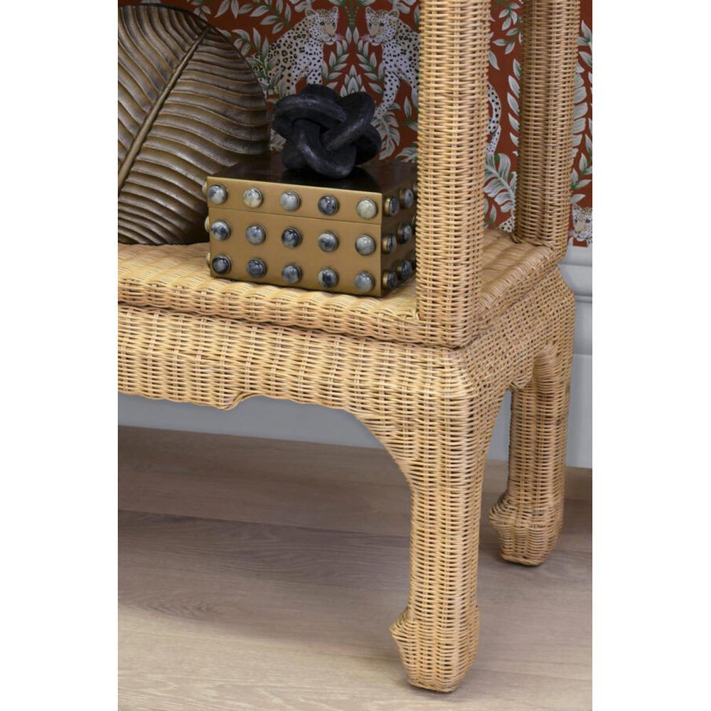Worlds Away Cavalier Coastal Beach Natural Woven Rattan Etagere|