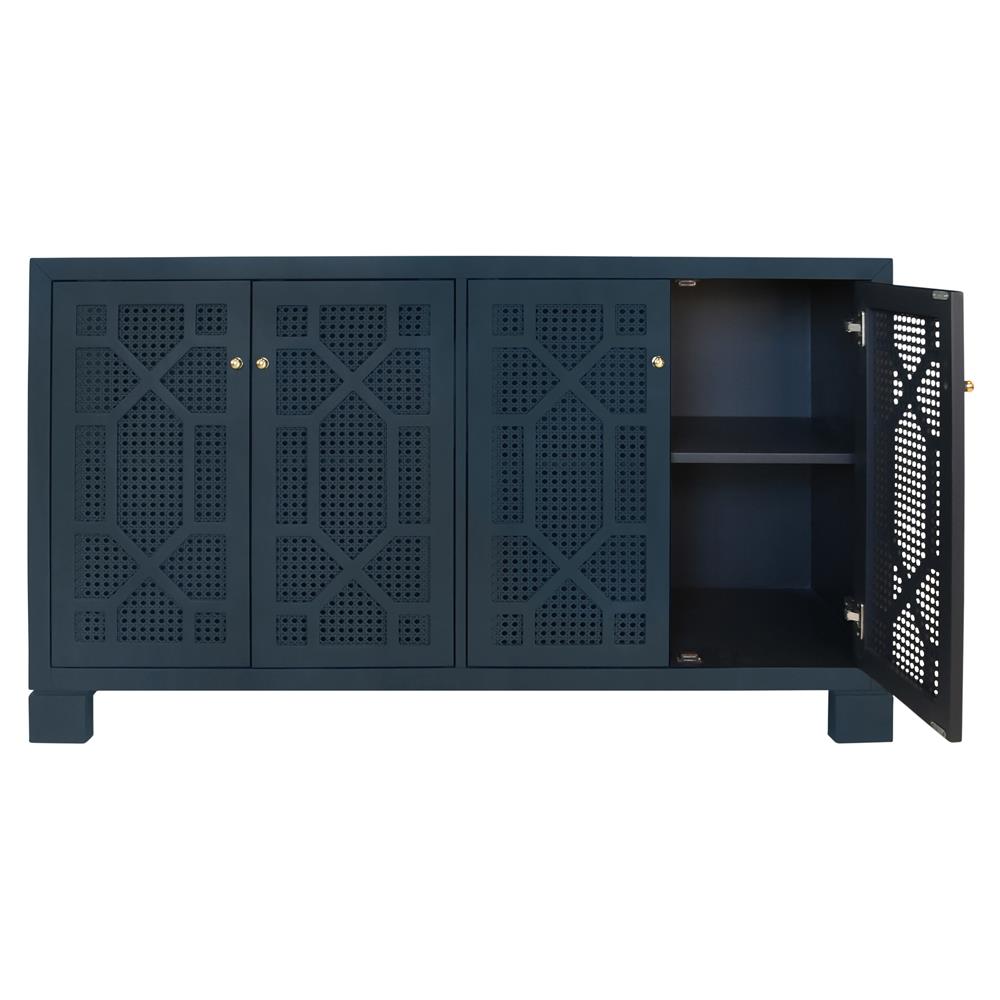 Worlds Away Claire Modern Matte Navy Lacquer Cane Buffet Standard