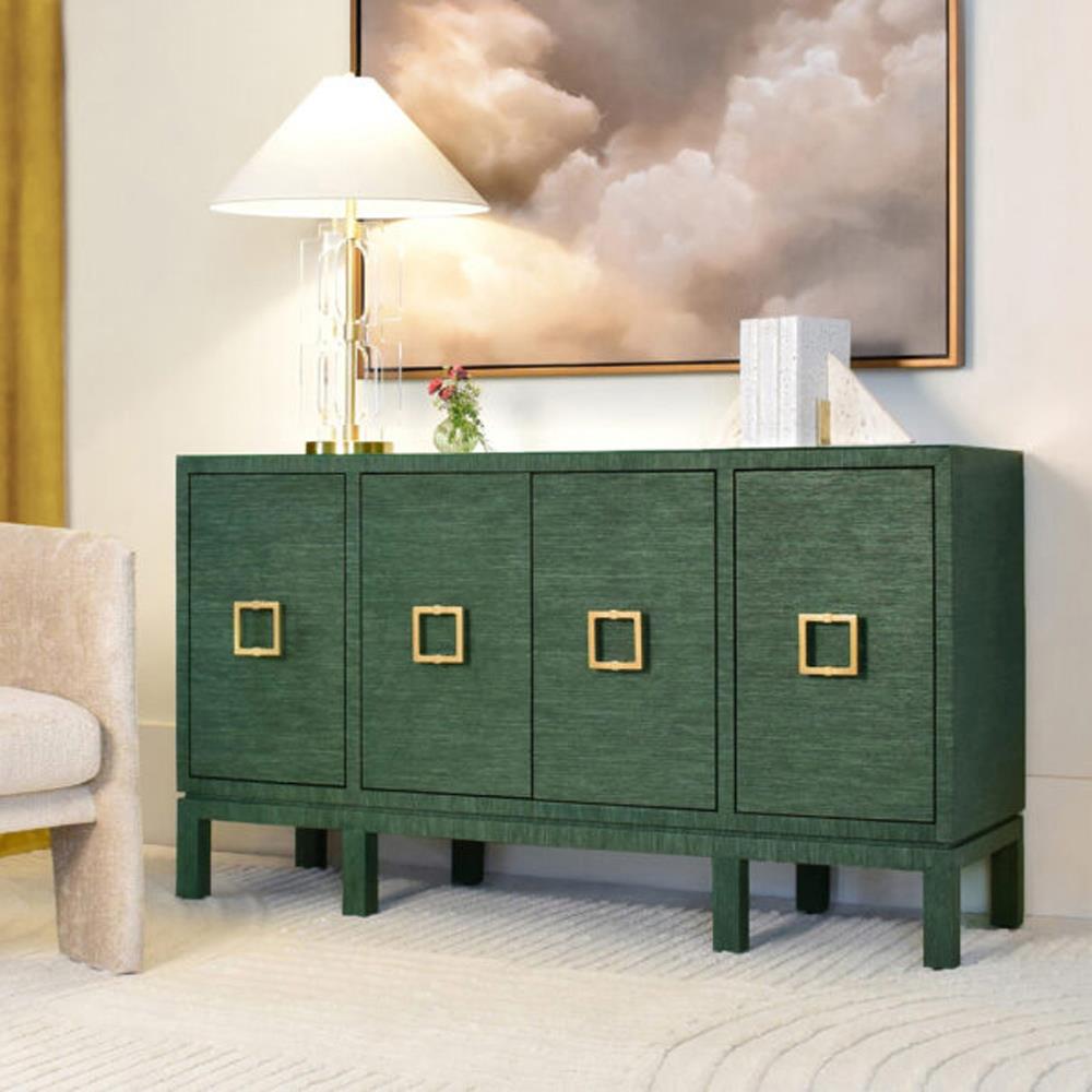 Worlds Away Effie Green Grasscloth Buffet|