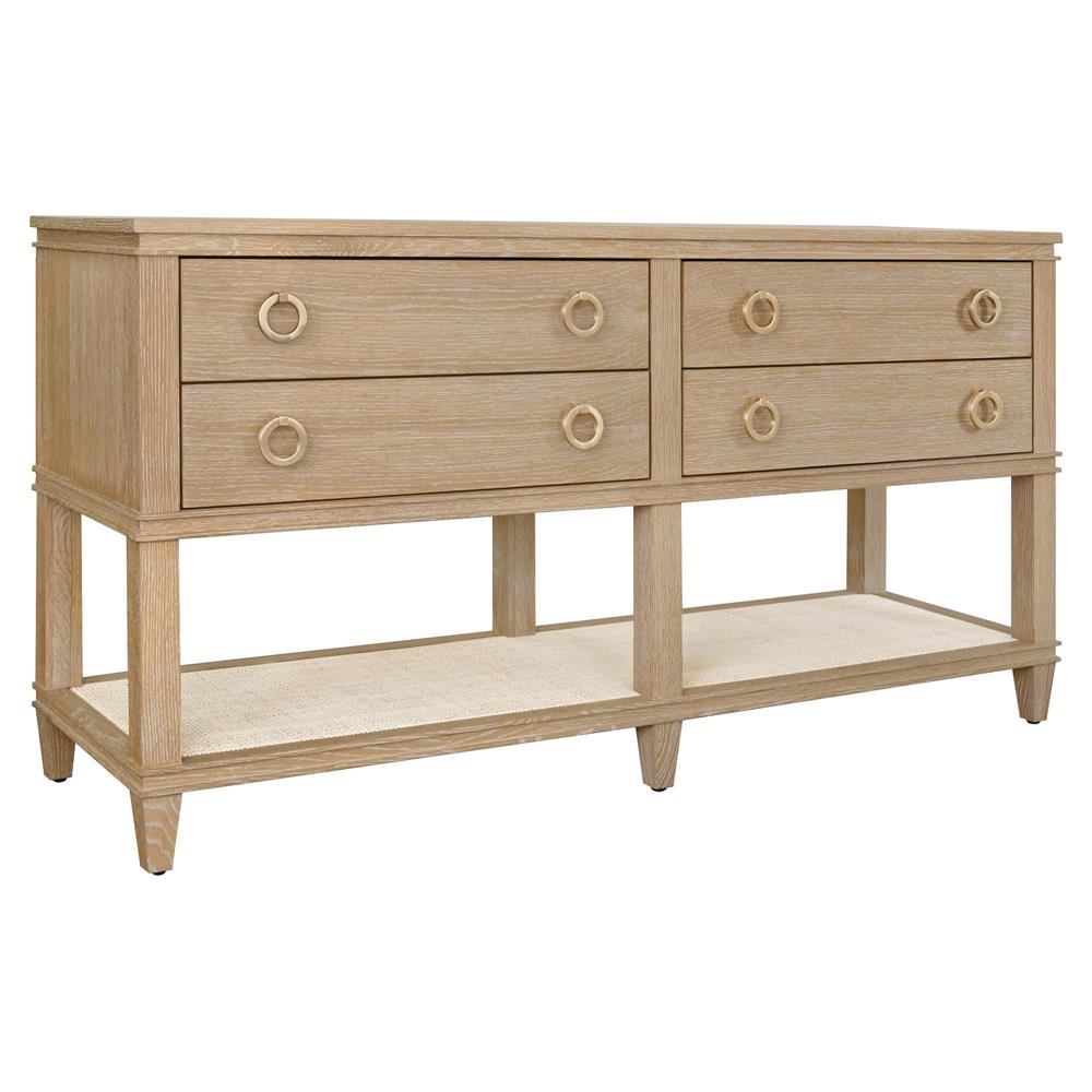 Worlds Away Richmond Cerused Oak Woven Cane Console Table Long (53