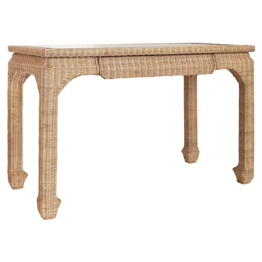 Worlds Away Verra Coastal Beach Natural Woven Rattan Desk|
