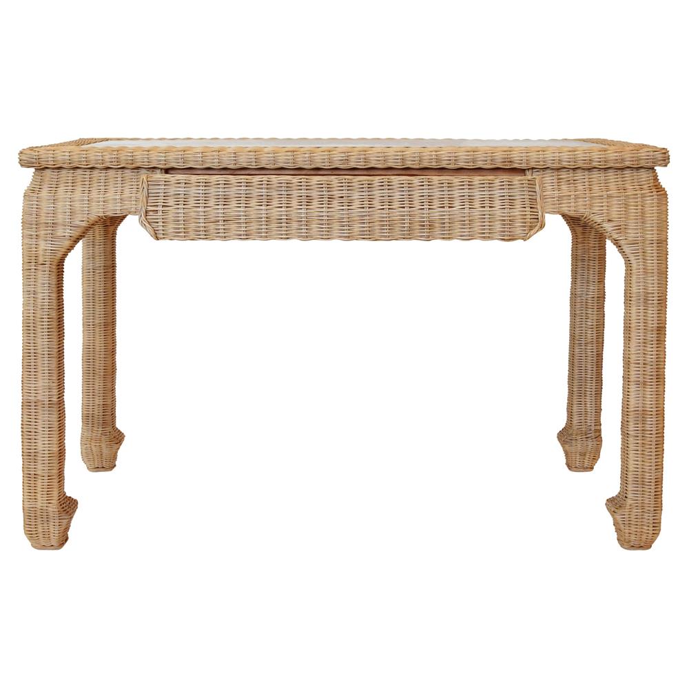 Worlds Away Verra Coastal Beach Natural Woven Rattan Desk|