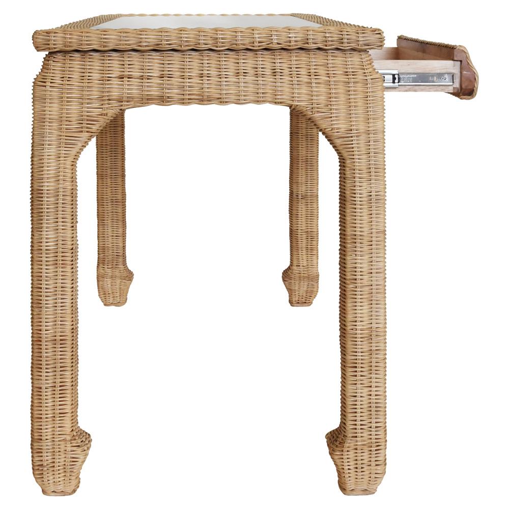 Worlds Away Verra Coastal Beach Natural Woven Rattan Desk|