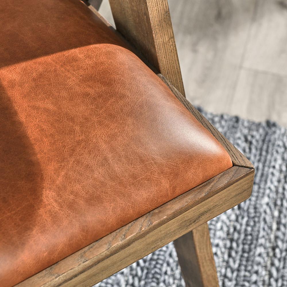 Drew Mid Century Modern Brown Leather Wood Dining Chair | Kathy Kuo Home