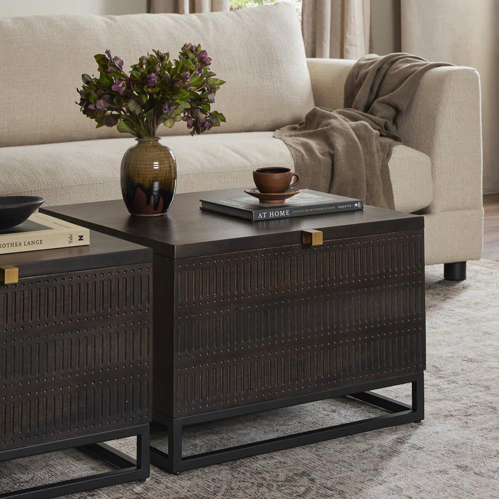 Madison Global Bazaar Vintage Brown Mango Wood Storage Coffee Table|