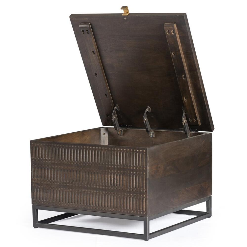 Madison Global Bazaar Vintage Brown Mango Wood Storage Coffee Table|