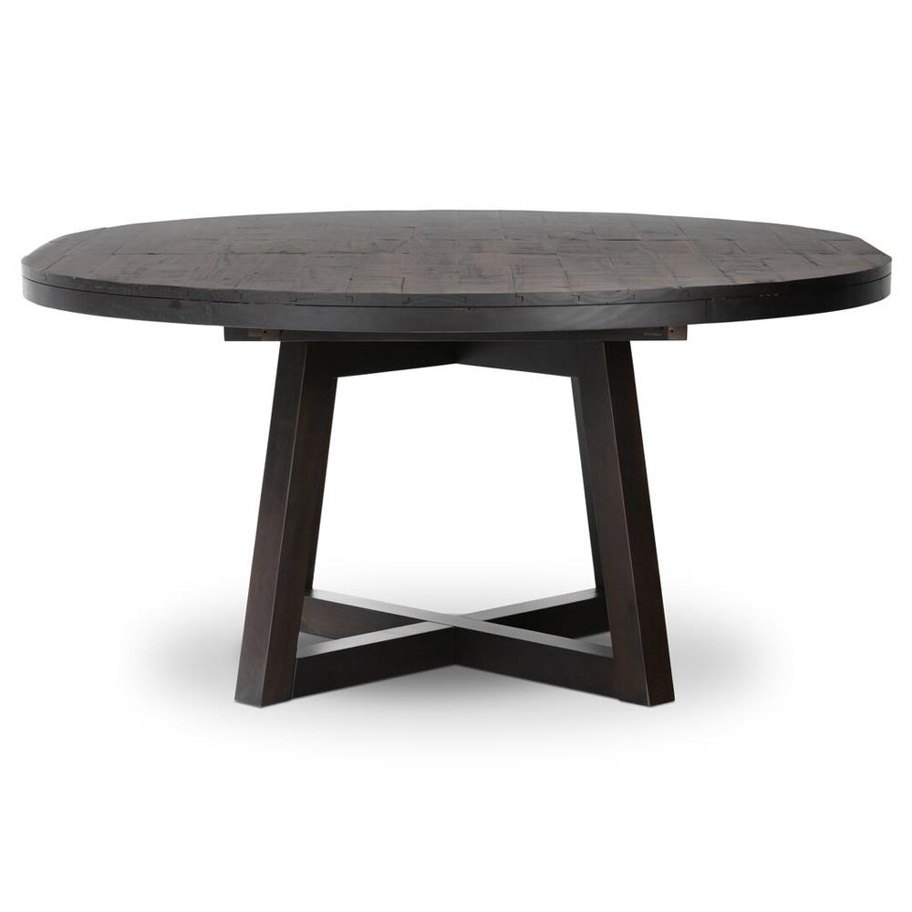 Ervin Rustic Lodge Black Reclaimed Wood Round Extendable Dining Table ...