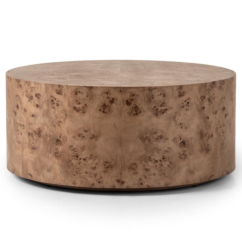 Syra Modern Classic Burl Drum Coffee Table|