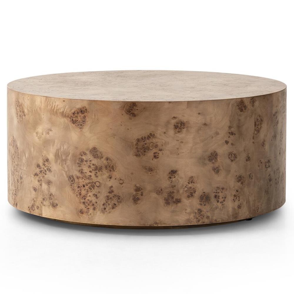 Syra Modern Classic Burl Drum Coffee Table|