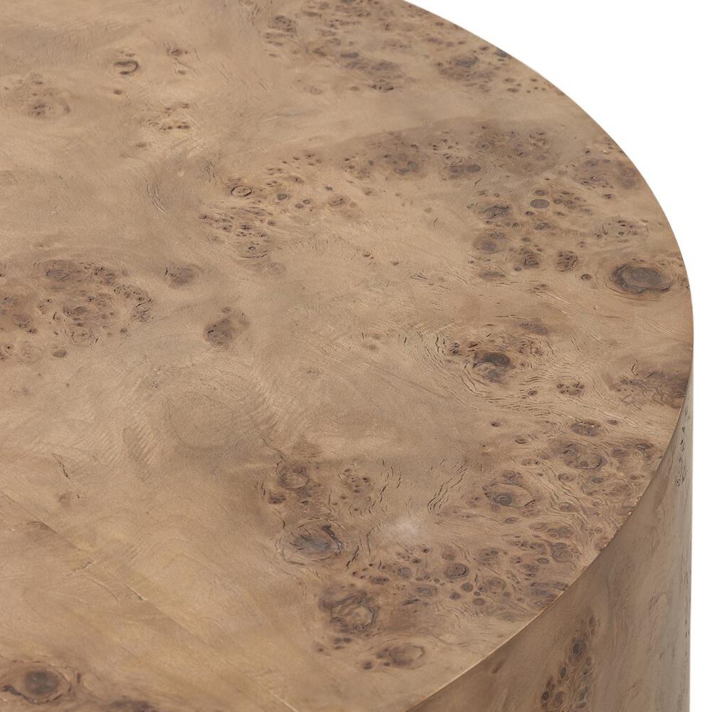 Syra Modern Classic Burl Drum Coffee Table|