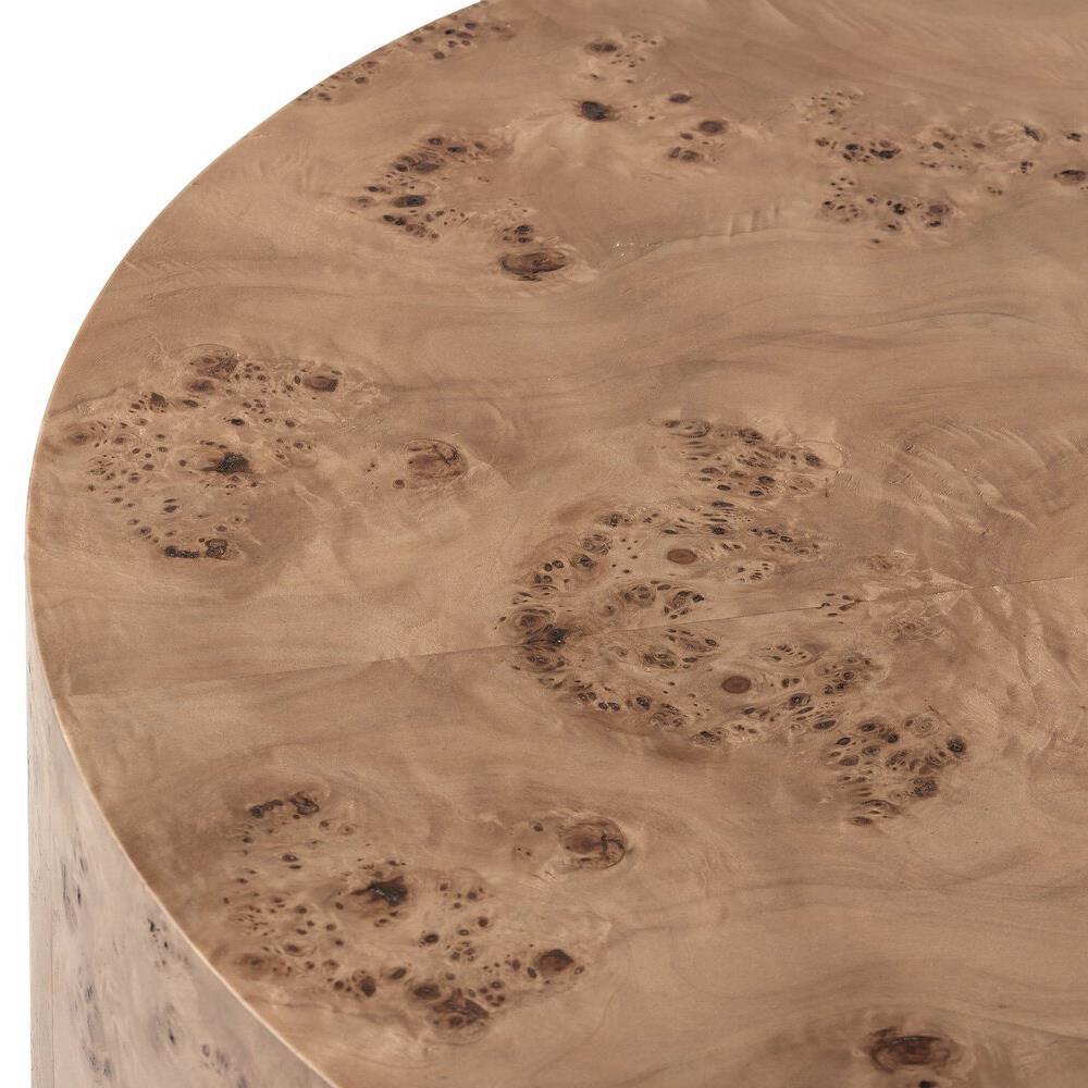 Syra Modern Classic Burl Drum Coffee Table|