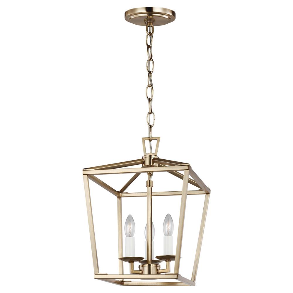 Visual Comfort Studio Dianna Satin Brass 3 Light Lantern Pendant - Mini|