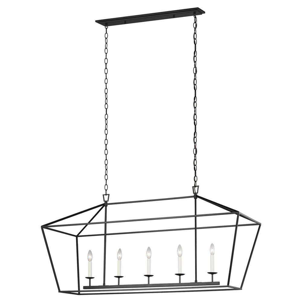 Visual Comfort Studio Dianna Mid Century Midnight Black 5 Light Linear Chandelier|