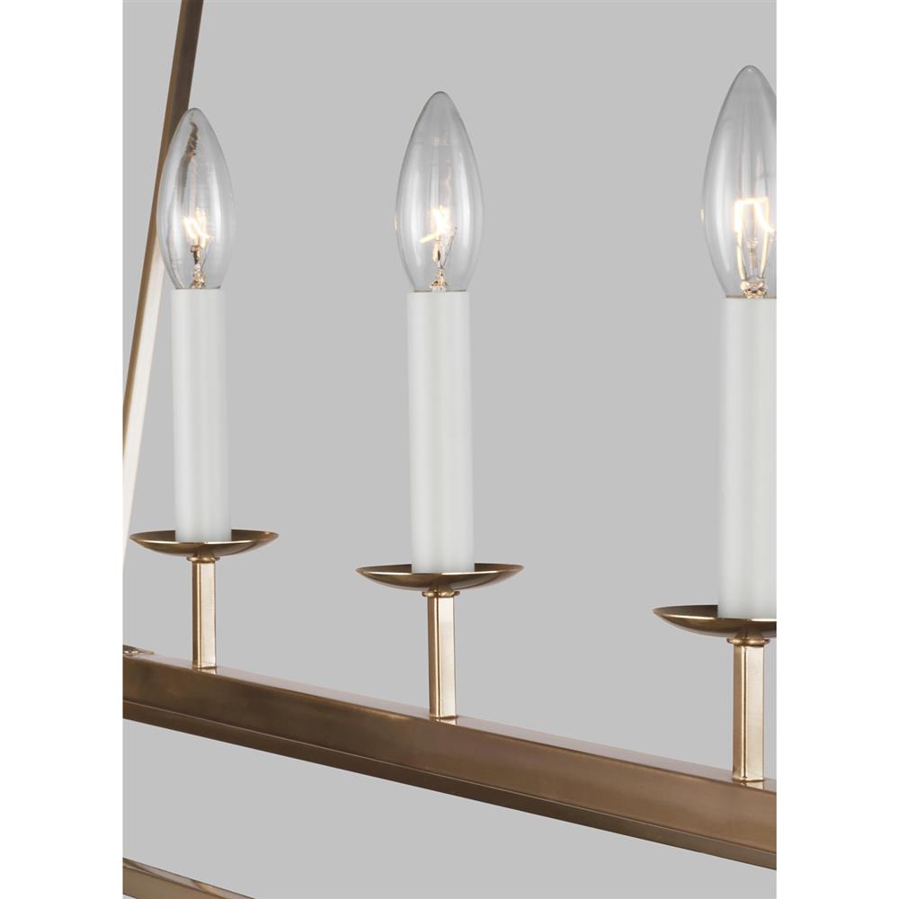 Visual Comfort Studio Dianna Mid Century Satin Brass 5 Light Linear Chandelier|