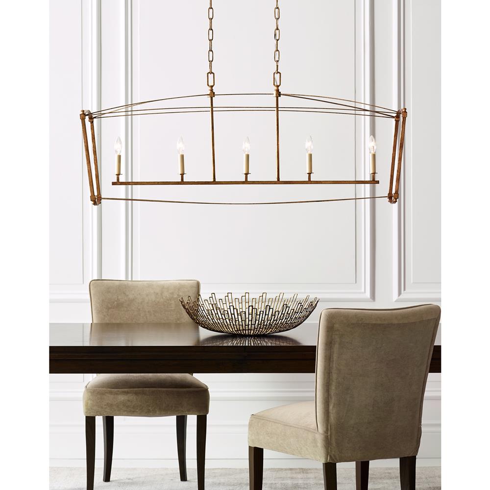 Visual Comfort Studio Thayer Mid Century Antique Gild Linear Chandelier|